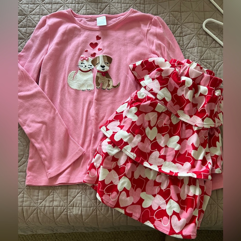 Pink and Red Heart Kids Skort Set